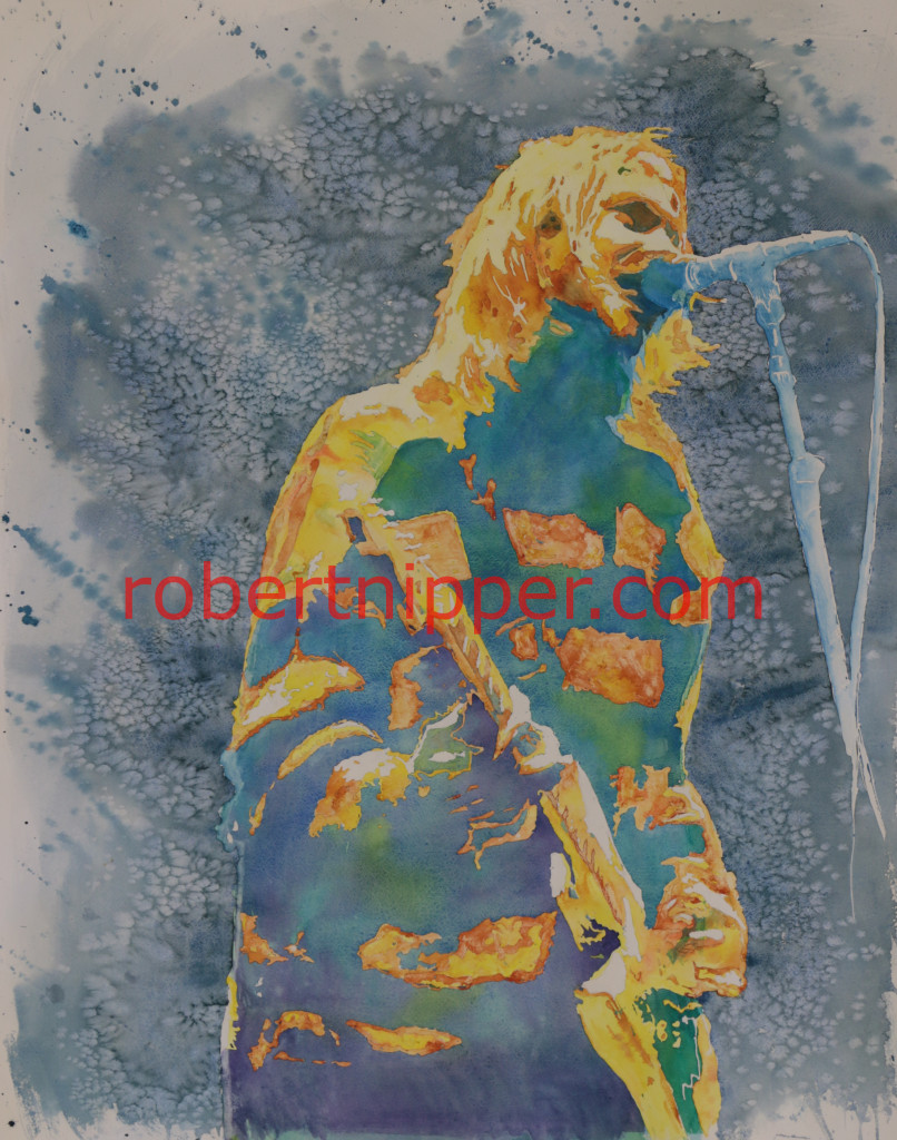 This 24x36" watercolor of Kurt Cobain was painted with Cottman's paint.