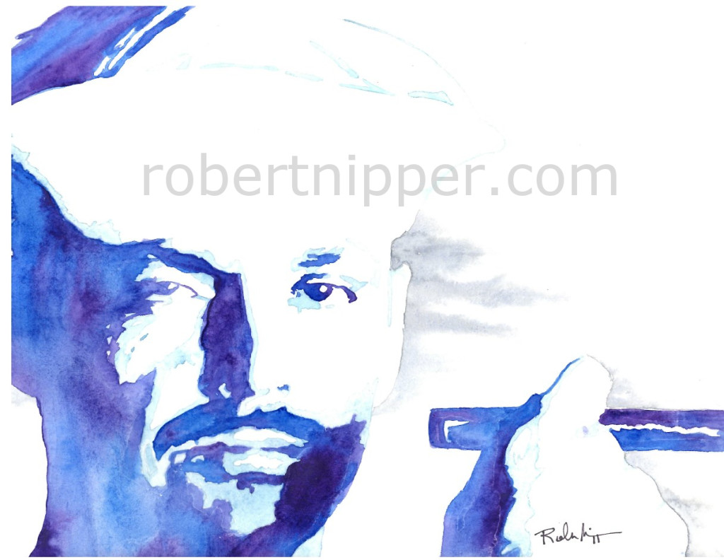 This Jack Nicholson watercolor is from a photo for "The Last Detail"