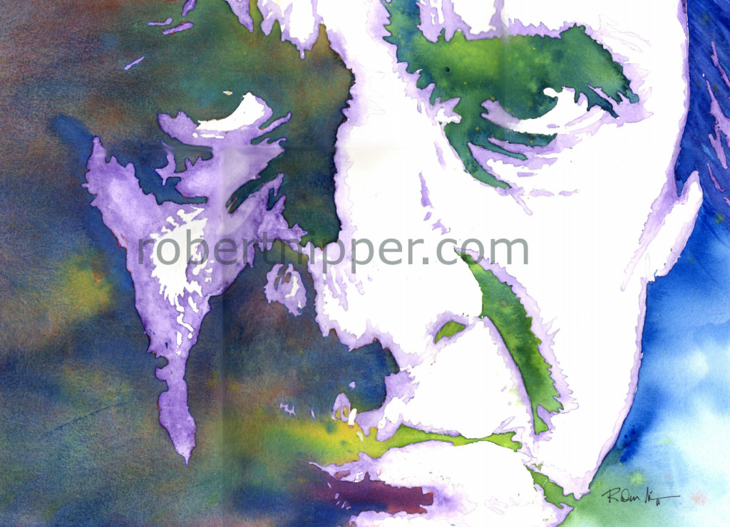 This is a Johnny Cash watercolor portrait.