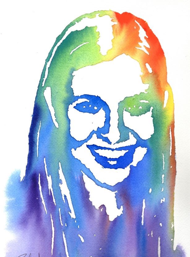 This watercolor portrait of Ashli was painted on commision for Dustin James.