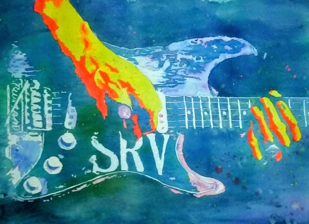 Watercolor painting of Stevie Ray Vaughan