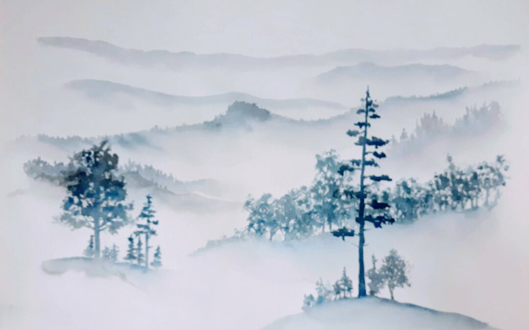 Misty Mountain Watercolor